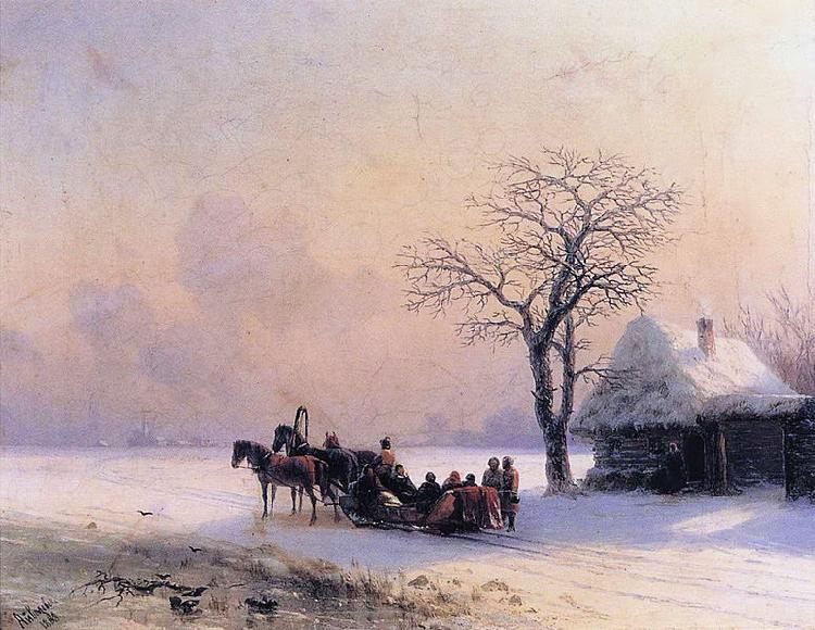 Ivan Aivazovsky Winter Scene in Little Russia Norge oil painting art